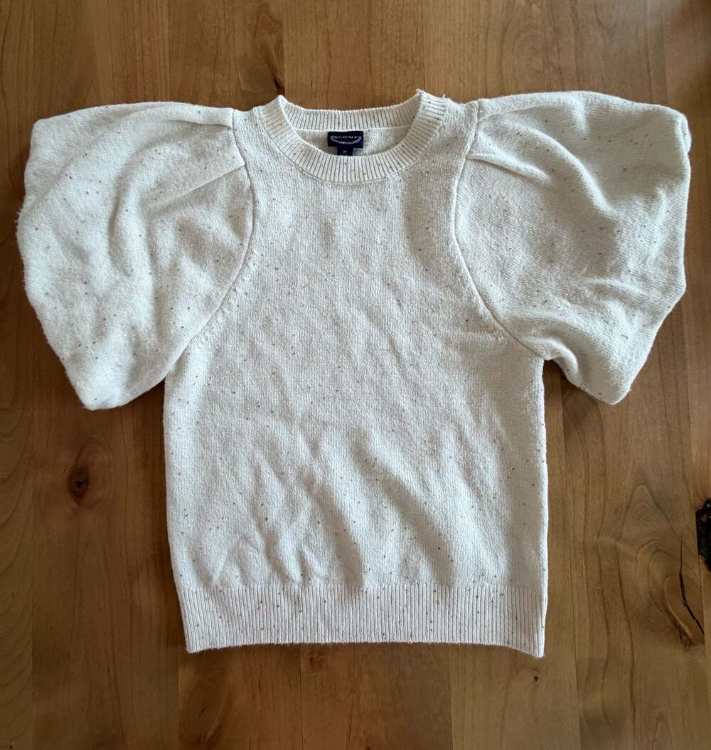 Scoop Women's Puff Sleeve Sequin Sweater Cream Size M (8-10)